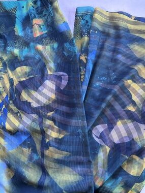 Jaded London swim Yellow and Blue Abstract mesh coverup long pants 4